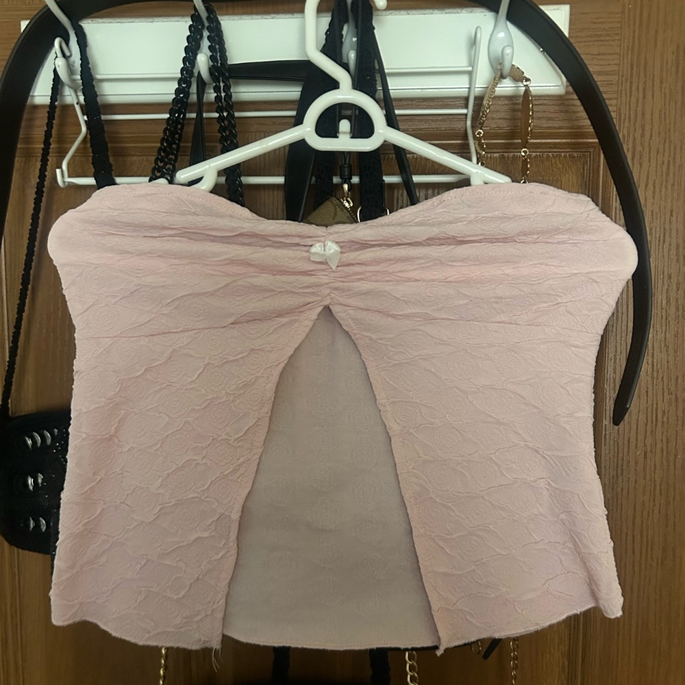 Elegant Pink Strapless Top